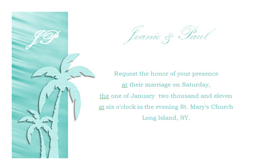Beach wedding invitation Finished Size 215 x 14 cm
