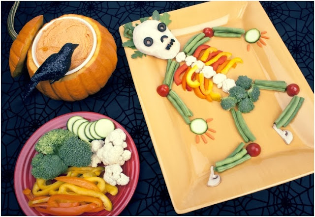Halloween  Veggie Skeleton Dish