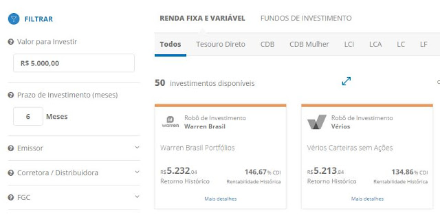 Análise Robos de Investimento