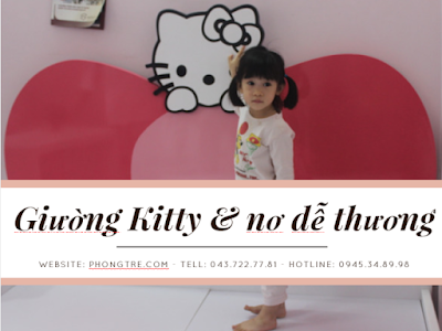 Giường Kitty MSP: G2NK-KITTY.02 tạo hình Kitty ôm chiếc nơ thật lớn