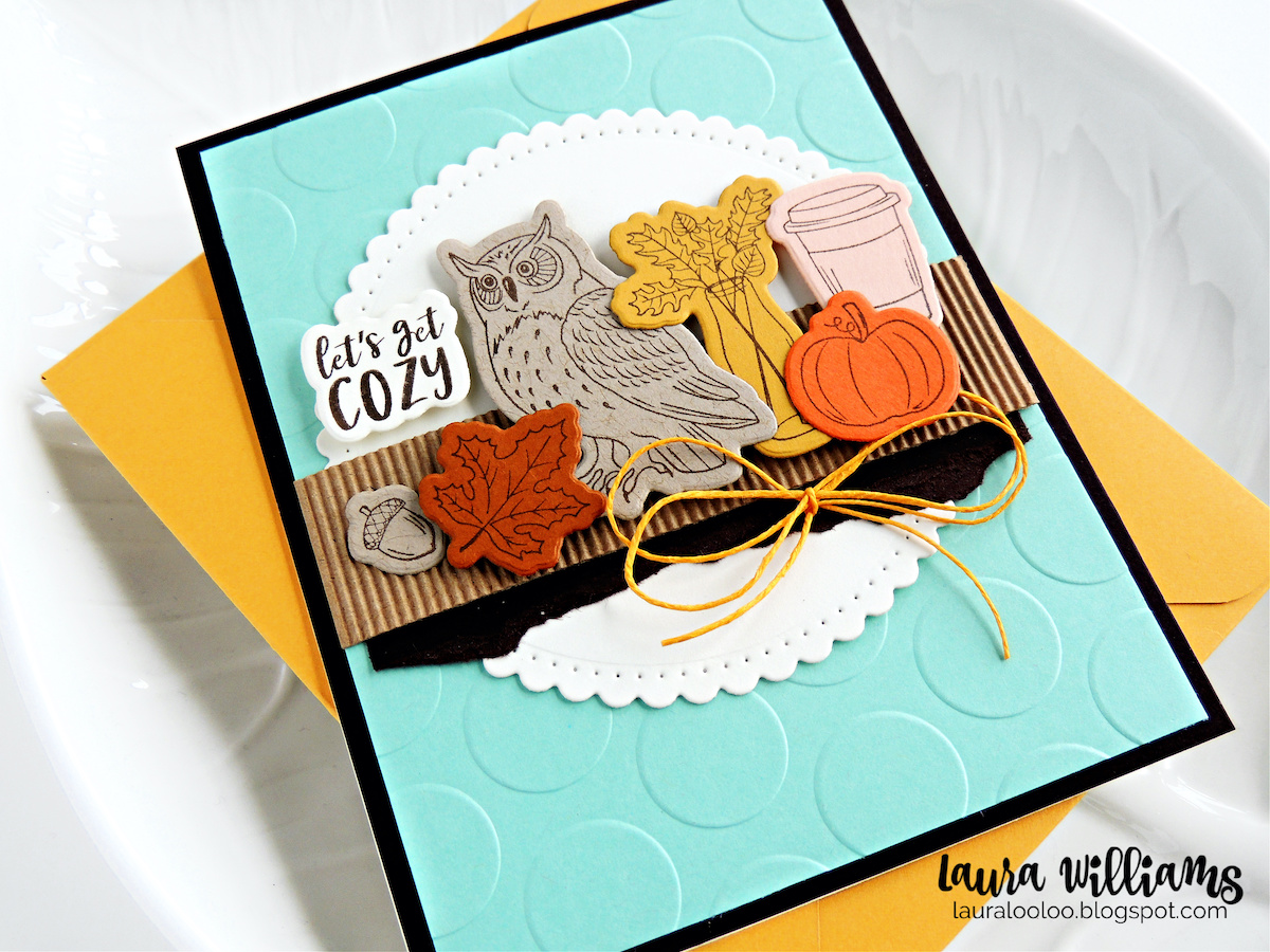 Let's Get Cozy! Click here to see handmade fall card ideas with stamps and dies from FSJ + Spellbinders. These fall cards featuring the Let's Get Cozy stamp and coordinating die set.