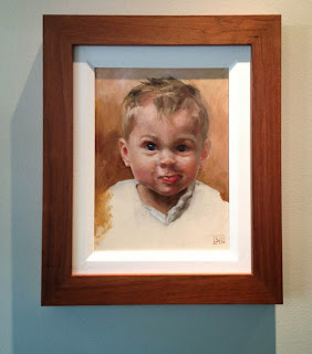 Max, portrait, oil on panel wooden frame, by portraitist Shannon Reynolds