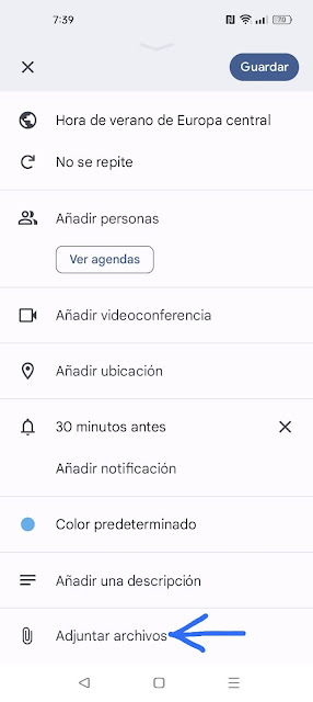 Adjuntar archivos a un evento en el Calendario de Google