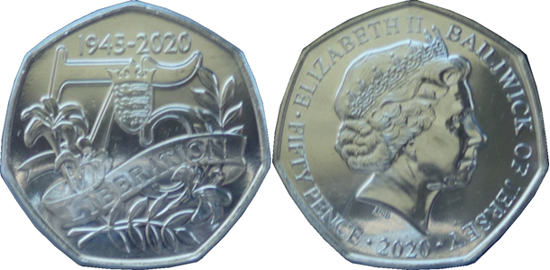 Jersey 50 pence 2020 - 75th Anniversary of V. E. Day
