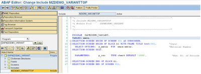 Creation of Selection Screen Variant in Module Pool Programming