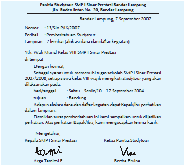 Menulis Surat Dinas Berkenaan dengan Kegiatan Sekolah 