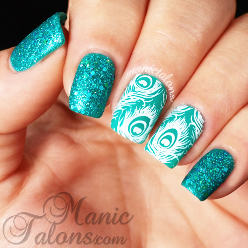 Textured Peacock manicure with KBShimmer