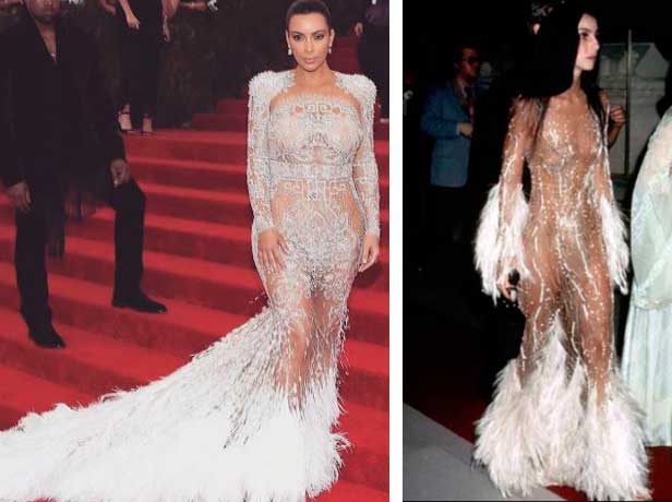 Kim Kardachian e Cher  par de jarros / vasos, vestido