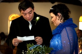 Bride and groom reading vows - Joretha taljaard Wedding Photography