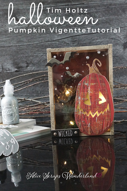 Create a wicked little pumpkin vignette for Halloween using the new Tim Holtz Pumpkin Patch Colorize die.