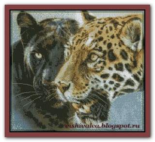 Cross-stitch JW-015 "Ying Yang I - Black Panther & Leopard" Kustom Krafts