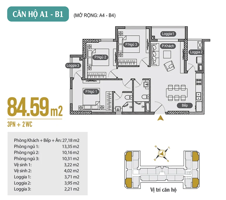 Căn hộ 03 ngủ Anland Nam Cường