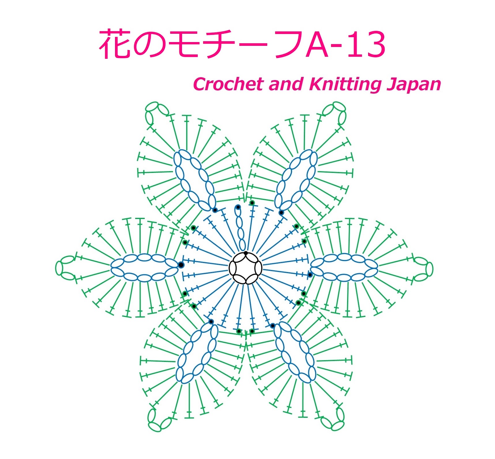 かぎ編み Crochet Japan クロッシェジャパン かぎ針編み 花のモチーフの編み方a 13 Crochet Flower Motif 編み図 字幕解説 Crochet And Knitting Japan