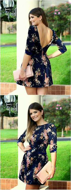 Floral printed back less dress