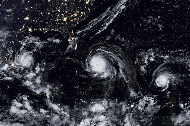 Three hurricanes seen by Suomi NPP satellite