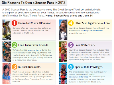 Six reasons to own a Season Pass in 2012 for SixFlags