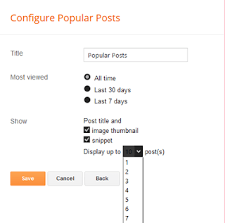 configure popular post widget for blogger