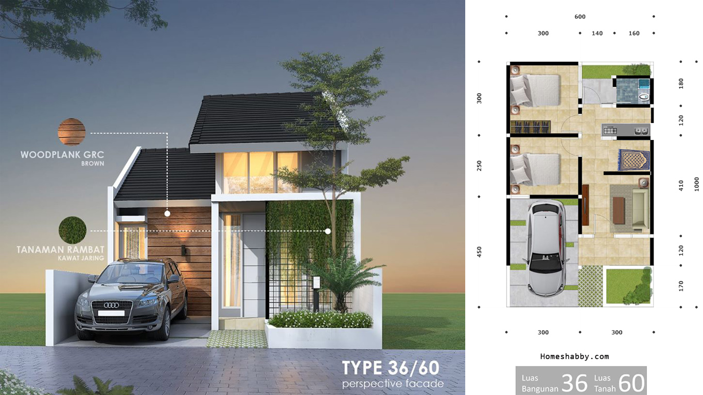 Desain Dan Denah Rumah Terbaru Type 36 Luas Tanah 60 M2 Lengkap Dengan Ukurannya Homeshabbycom Design Home Plans