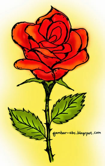Bunga Mawar - Contoh Gambar Mewarnai