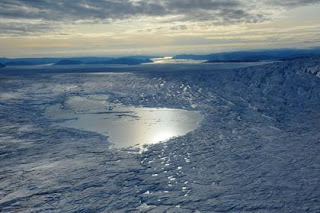 supraglacial lake on greenland ice sheet