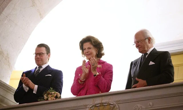 Crown Princess Victoria wore a Maygen top and Schain skirt by Baum und Pferdgarten. Queen Silvia's 80th birthday