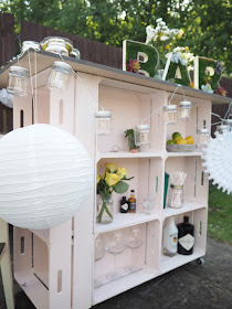 DIY tutorial for an outdoor bar using wooden crates, plus artificial grass bar letters to decorate. Perfect for summer BBQ's or garden parties. 