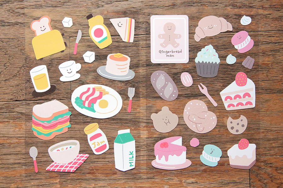 The Rihoon Brunch and Bakery sticker sheets.