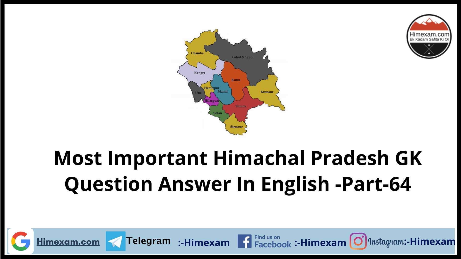 Most Important Himachal Pradesh GK Question Answer In English -Part-64
