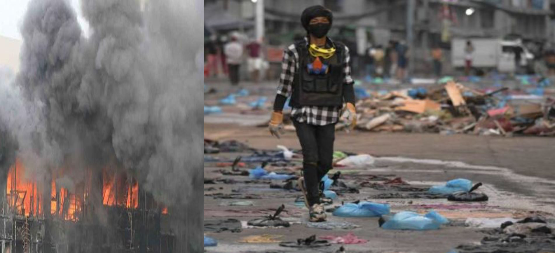 यंगून म्यांमार में प्रदर्शनकारियों ने लगाईं चाइनीज़ फैक्ट्री में आग ,सेना ने खुलेआम  बरसाईं गोलियां 51 लोगो की मौत 