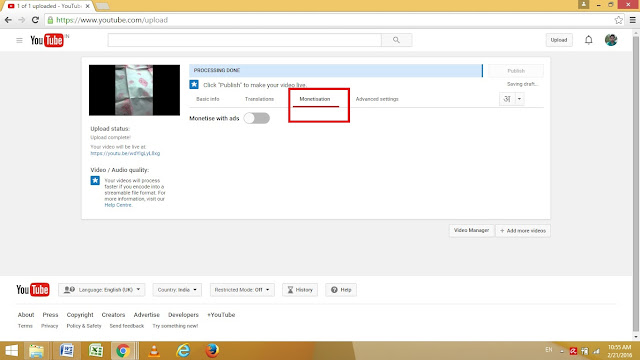 Youtube upload video monetisation page - paise kaise kamaye
