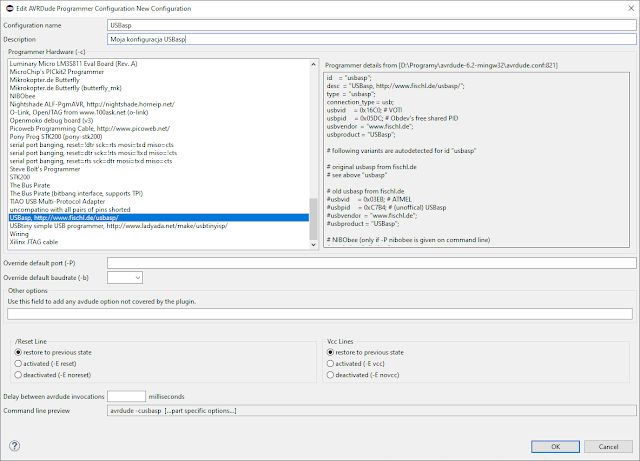 Eclipse - Konfiguracja programatora USBasp