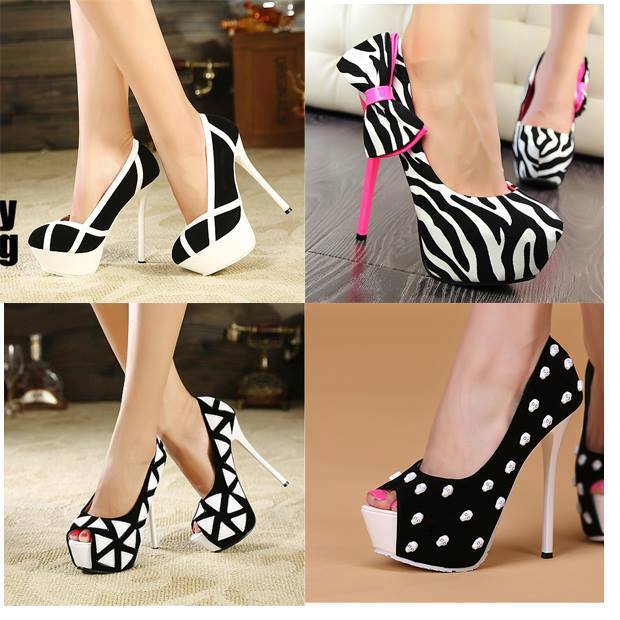 Black And White 4 Different High Heels