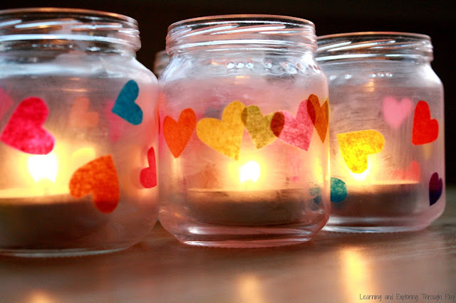 Heart Luminaries. Heart crafts for kids. Valentines crafts for kids.