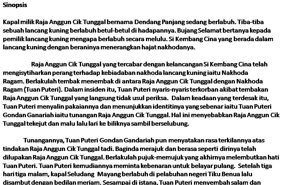 Bahasa Melayu Tingkatan 2: Anggun Cik Tunggal