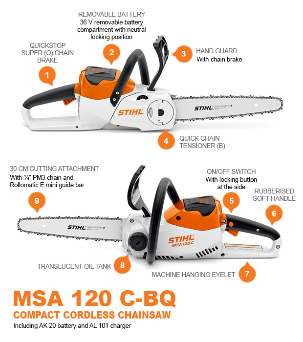 STIHL MSA120C-BQ COMPACT CORDLESS CHAINSAW