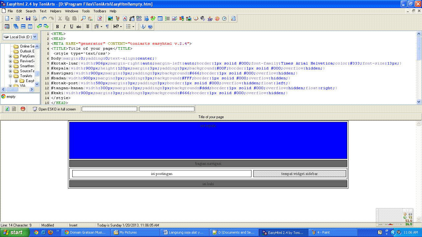 Cara Membuat Template Blogger Sendiri Dengan EasyHtml 