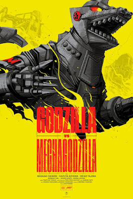 Designer Con 2022 Exclusive Godzilla vs Mechagodzilla English Variant Screen Print by Oliver Barrett x Mondo