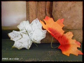 Dollar Store Leaves with Chalk Paint in a Fall Vignette from Denise on a Whim