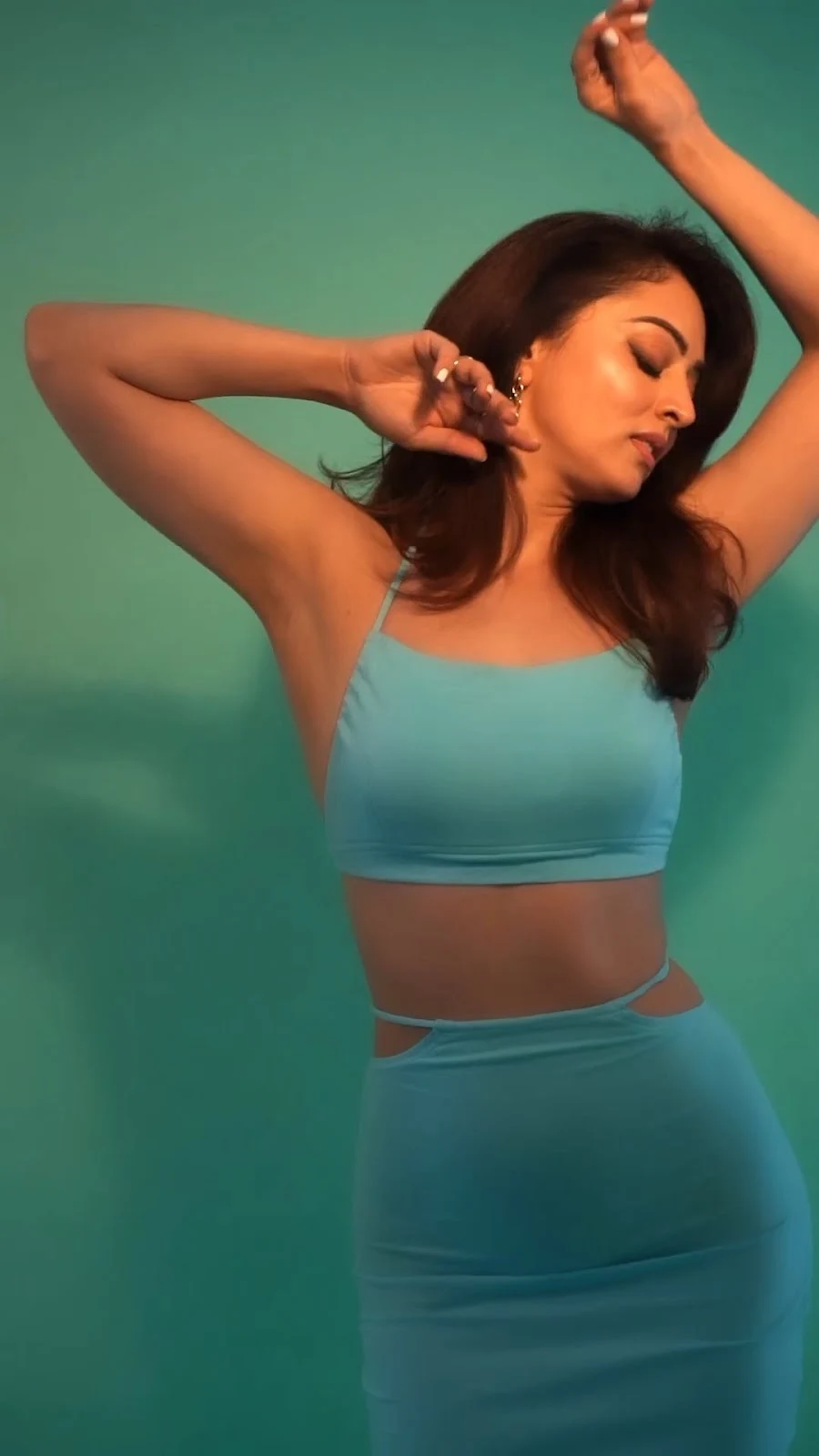 Sandeepa Dhar tiny top high slit skirt sexy body