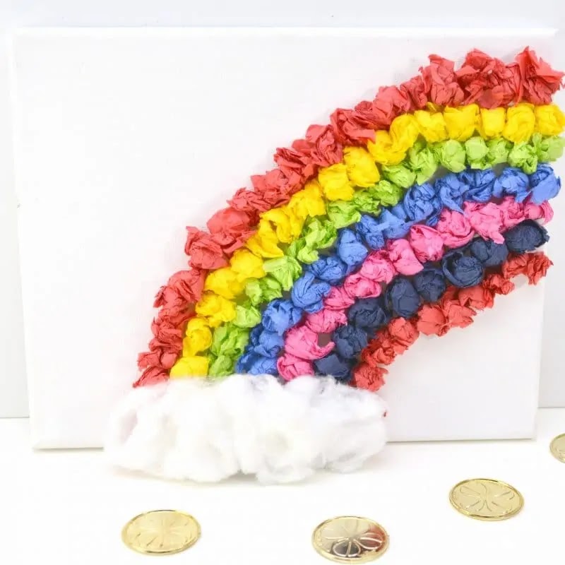tissue paper rainbow for st patricks day