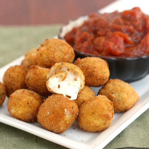 Fried Bocconcini with Spicy Tomato and Garlic Chutney