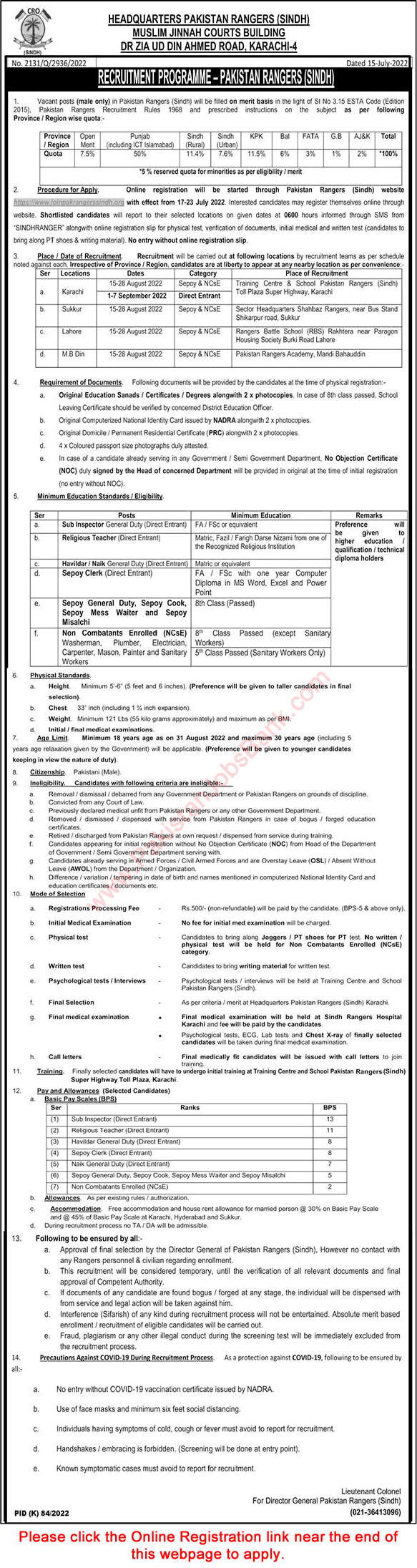 Pakistan-Rangers-Sindh-Jobs-July-2022-Online-Registration-Sipahi-Sub-Inspectors