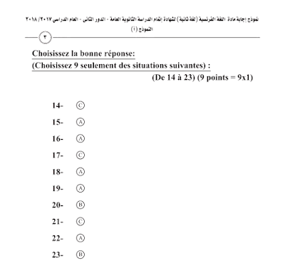 امتحان اللغة الفرنسية مصر 2018 دور ثان