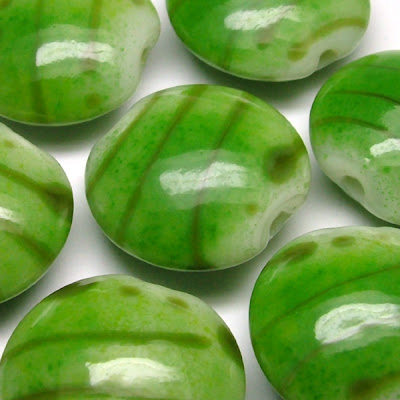 Lampwork Glass Lentil Beads