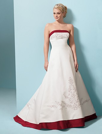 Formal Wedding  Dresses  Red  Color  Accent Wedding  Dress 