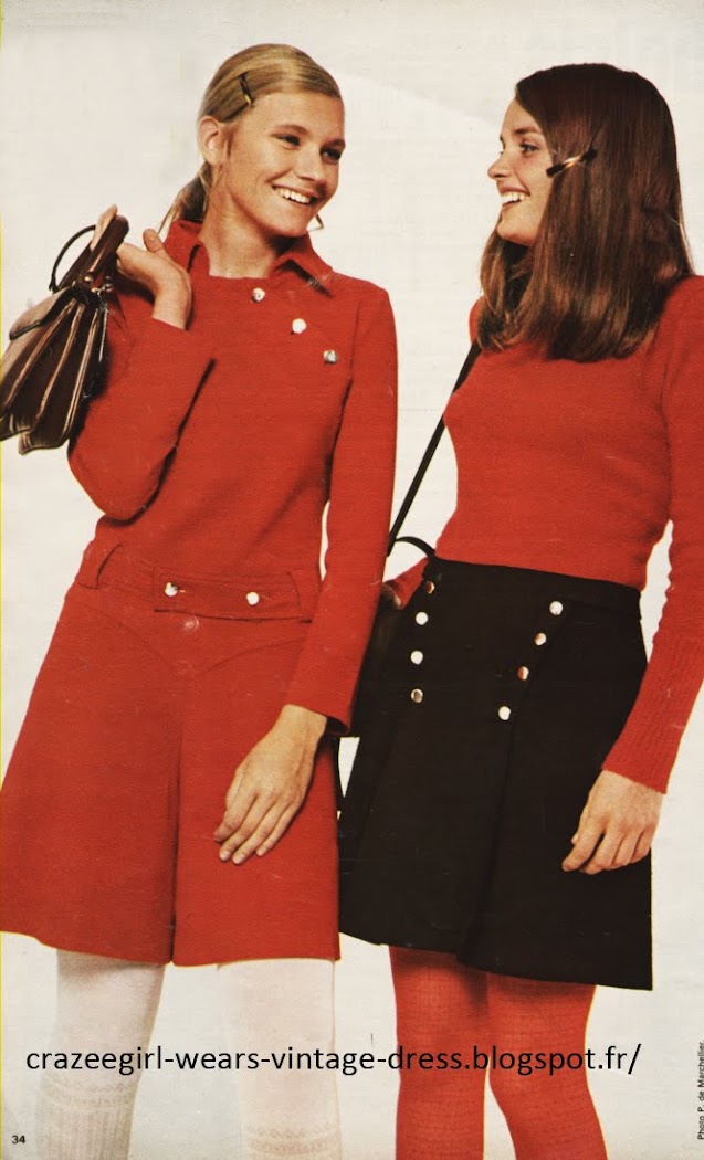 Red Romper , Black skirt - 1967 Nicole Nataf Harry lans 60s1960