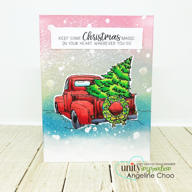 ScrappyScrappy: July Blog Hop with Unity Stamp - Distress Resist Spray Snowy Background #scrappyscrappy #unitystampco #tyoutube #quicktipvideo #card #cardmaking #craft #crafting #christmas #christmascard #timholtz #distressoxide #distressresistspray #snowfall #christmastree #christmaswreath