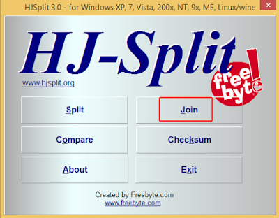 HJSplit merupakan software freeware yang dapat digunakan untuk memotong  Cara Memotong dan Menggabungkan File Menggunakan HJSplit