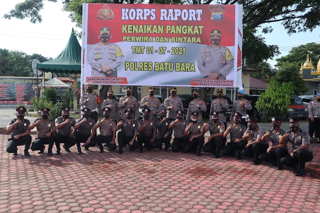 23 Personil Polres Batu Bara Kenaikan Pangkat Setingkat Lebih Tinggi, Kapolres Batu Bara Pimpin Upacara