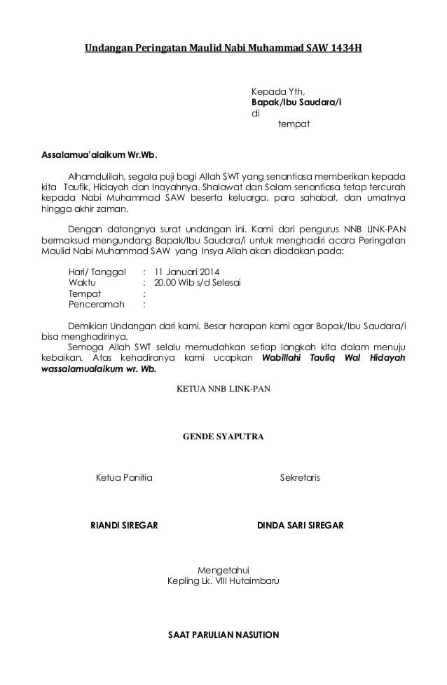 Contoh Surat Undangan Resmi yang Baik dan Benar 